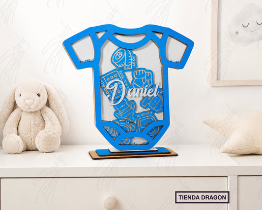 Placa de madera con datos de nacimiento en capas, Decoración para la habitación del bebé, Anuncio de nacimiento