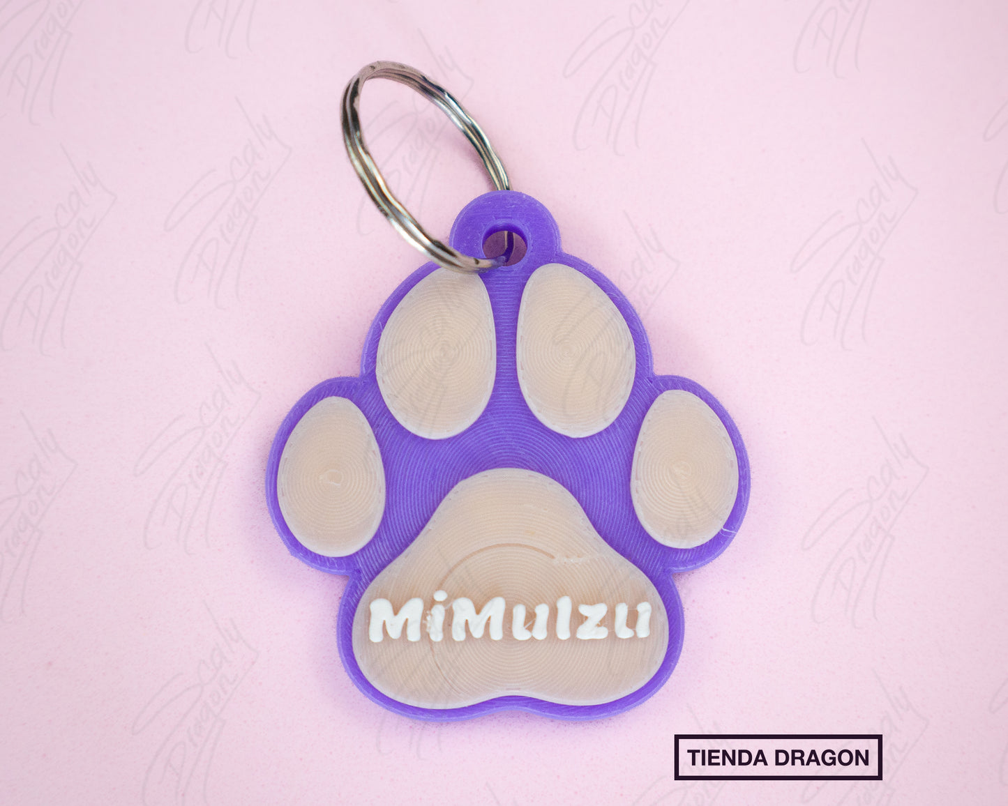 Etiqueta de Identificación Personalizada para Mascotas, Chapa en forma de Huella 3D con Nombre