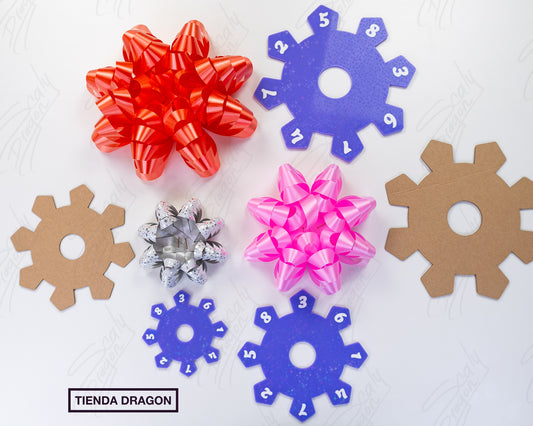 Crea Moños para regalos Perfectos, Decoración para regalos, Plantilla de 8 puntas en 3 Tamaños