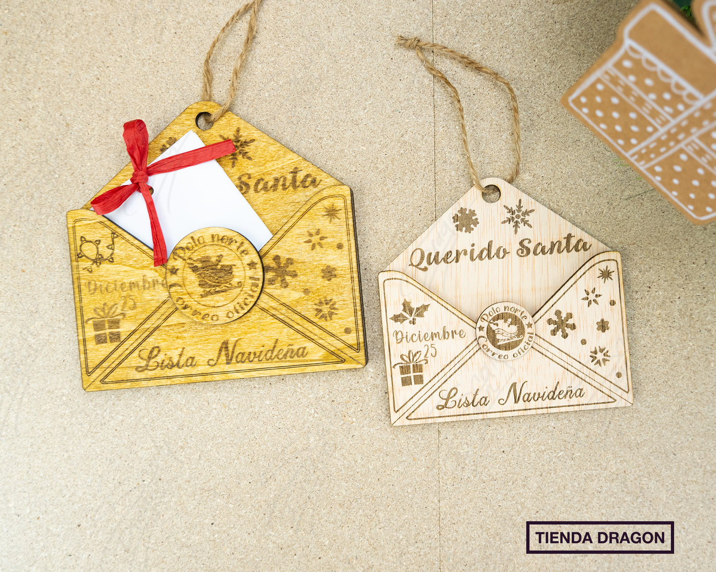 Sobre para Carta de Santa Claus en Madera, Decoración Navideña para Árbol o Chimenea