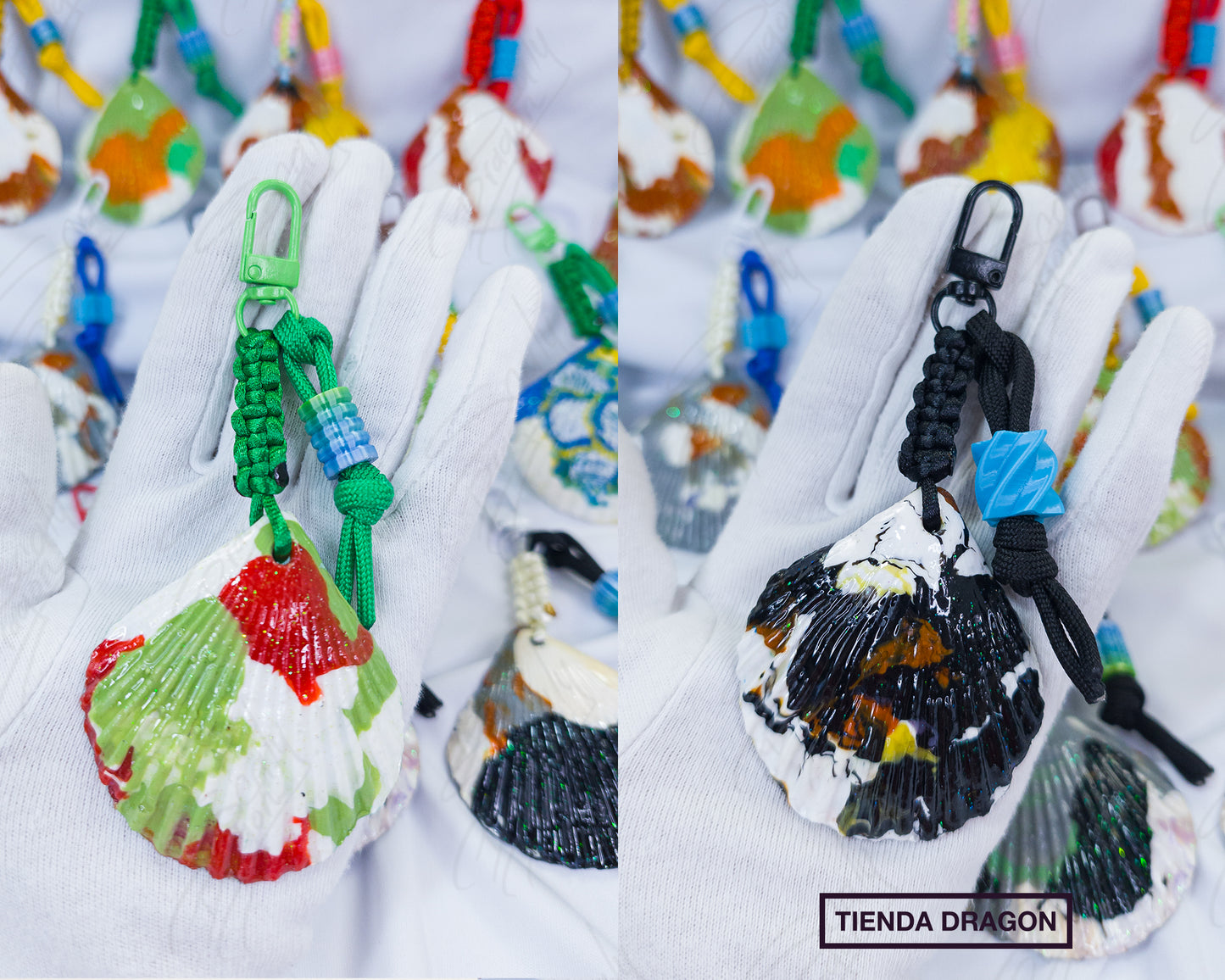 Conchas de Mar de Plástico Reciclado, Estilo Rustico, Divertido y Colorido para Mochilas, Bolsos, Termos y Llaves