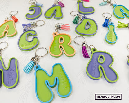 Llavero 3D de letras con Nombre, Estilo Divertido y Colorido, Ideal para Mochilas, Bolsos, Termos y Llaves