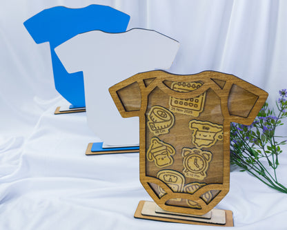Placa de madera con datos de nacimiento en capas, Decoración para la habitación del bebé, Anuncio de nacimiento