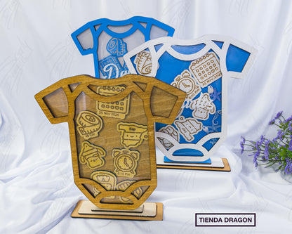 Placa de madera con datos de nacimiento en capas, Decoración para la habitación del bebé, Anuncio de nacimiento