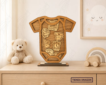 Placa de madera con datos de nacimiento en capas, Decoración para la habitación del bebé, Anuncio de nacimiento