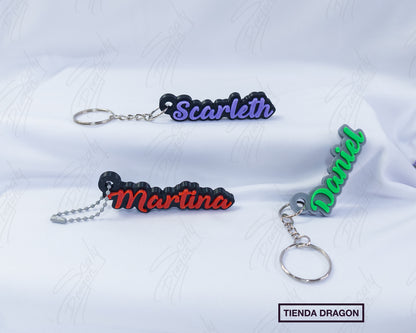Llavero con nombre 3D personalizado, pequeño ligero y colorido