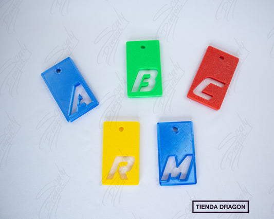 Llaveros de placa tipo Stencil en 3D, Abecedario completo, Estilo Minimalista