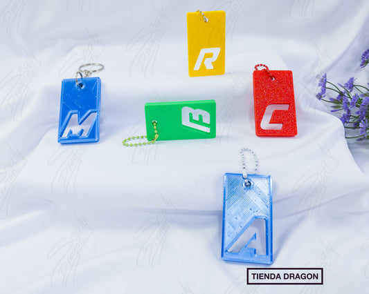 Llaveros de placa tipo Stencil en 3D, Abecedario completo, Estilo Minimalista