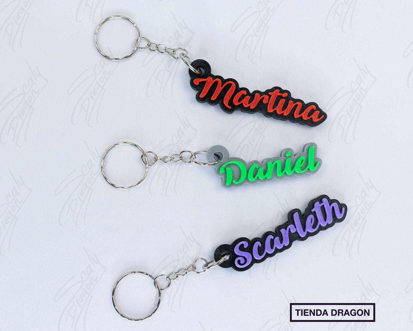 Llavero con nombre 3D personalizado, pequeño ligero y colorido