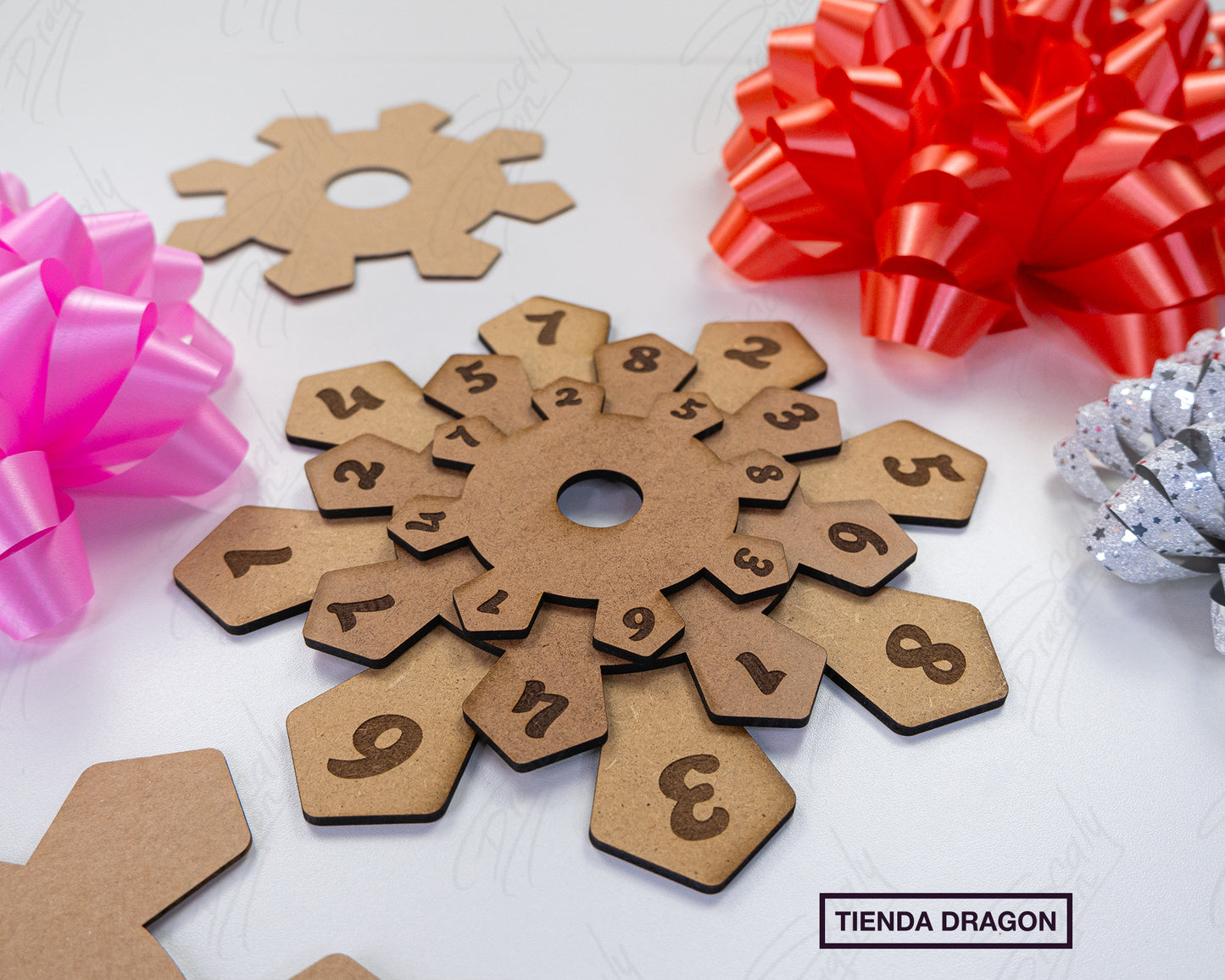 Plantilla de Lazos o moños para regalo en MDF en 3 tamaños, Decoración para regalos, plantilla de 8 puntas.