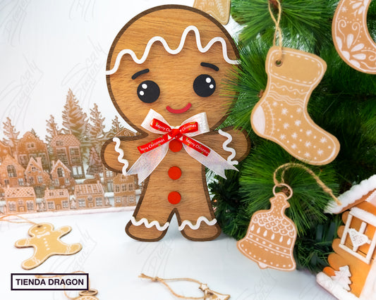 Decoración Navideña Artesanal | Muñeco Gingerbread Duradero y Encantador