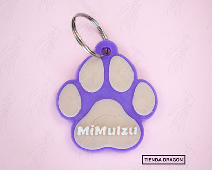 Etiqueta de Identificación Personalizada para Mascotas, Chapa en forma de Huella 3D con Nombre