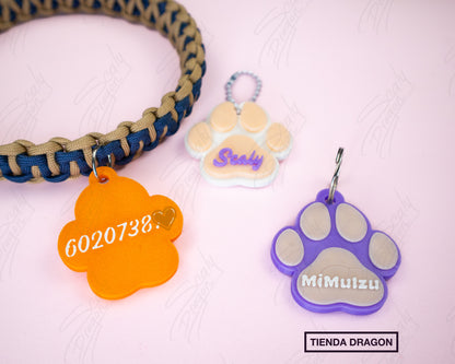 Etiqueta de Identificación Personalizada para Mascotas, Chapa en forma de Huella 3D con Nombre