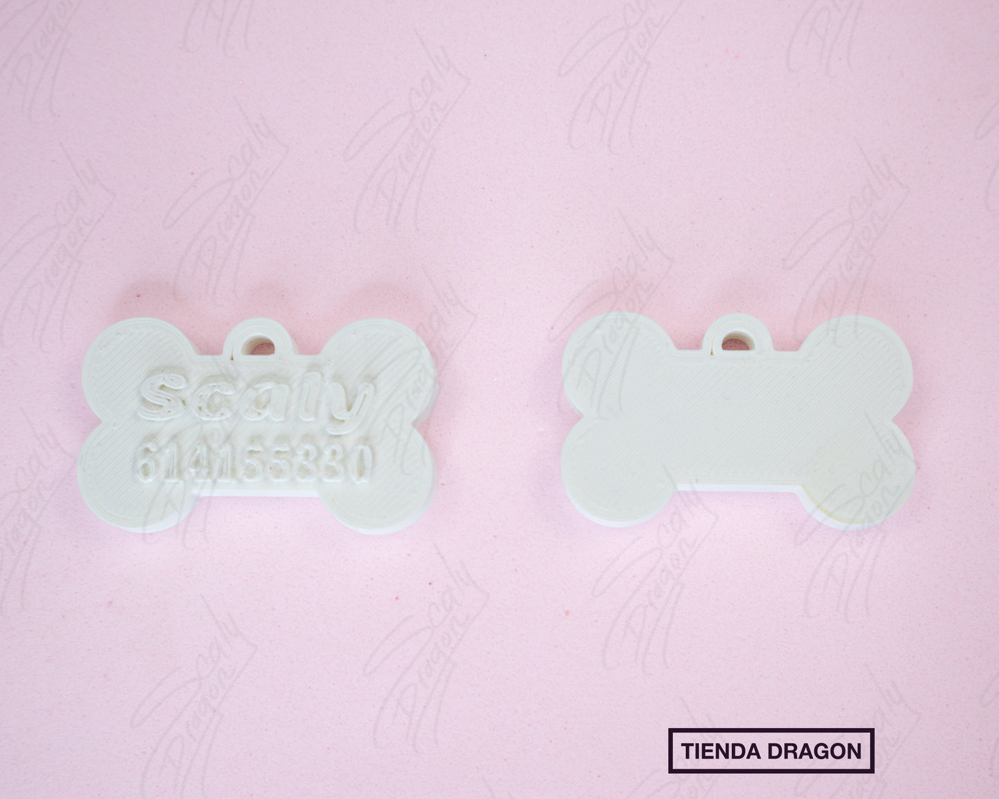 Chapa en forma de Hueso 3D con Nombre, Etiqueta de Identificación Personalizada para Mascotas.