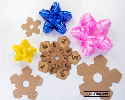 Plantilla de Lazos o moños para regalo en MDF en 3 tamaños, Decoración para regalos, plantilla de 5 puntas.