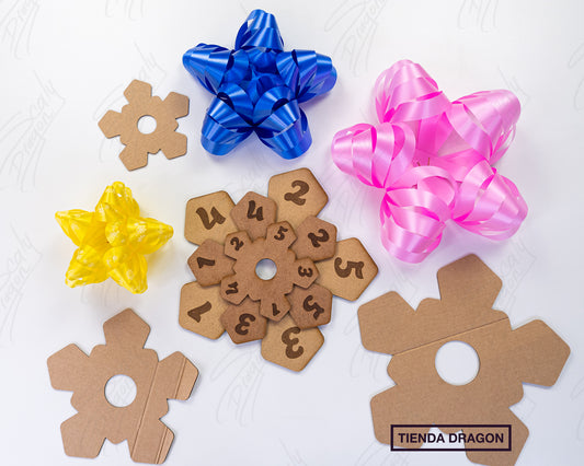 Plantilla de Lazos o moños para regalo en MDF en 3 tamaños, Decoración para regalos, plantilla de 5 puntas.