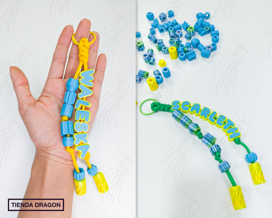 Charm con Nombre Personalizado con letras en 3D, Colgante Artesanal para Bolsos, Mochilas y Termos.