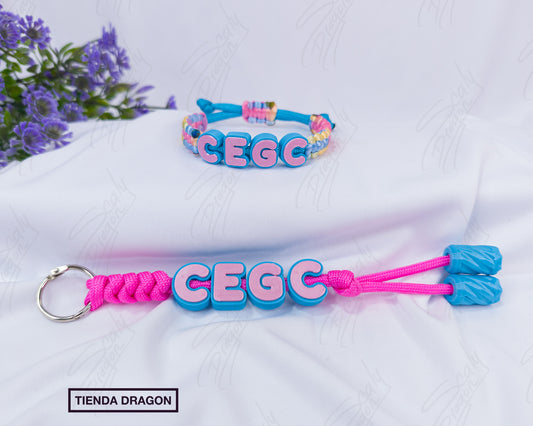 Pack de Llavero y Pulsera Personalizados, Estilo Colorido y Divertido para Regalar o Llevar a Juego con tu Nombre e Iniciales